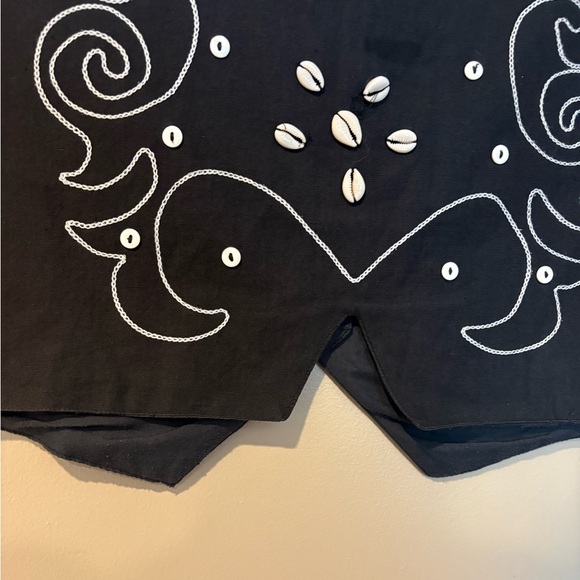 coastal cowgirl western yallternative button up cotton embroidered seashell vest - Picture 4 of 7